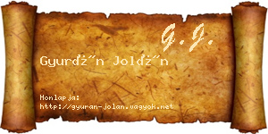 Gyurán Jolán névjegykártya